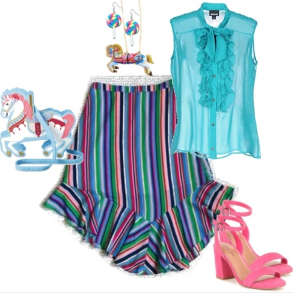 Dresses & Skirts - Carousel Stripe Asymmetrical Skirt